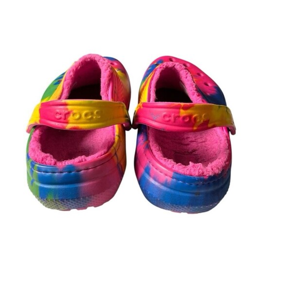 Crocs Unisex Clogs Pink Tie Dye Faux Fur Lined Synthetic Men’s 9 Women's 11 - Picture 4 of 6